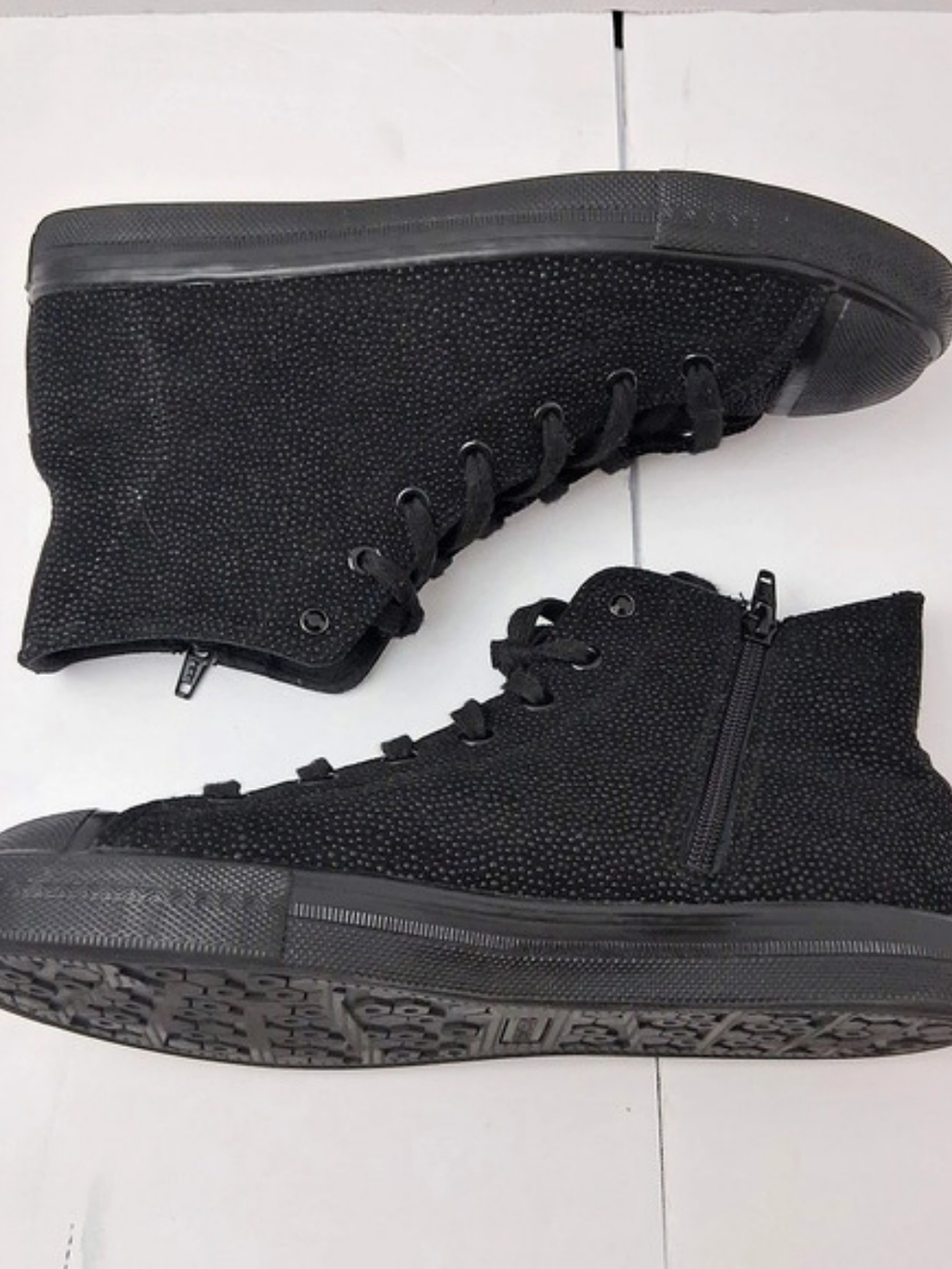 Skechers Street Womens High Top Sneakers 8.5 Black Leather Pebbled Zipper 774 - Picture 9 of 11